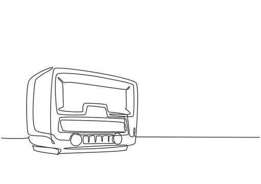 recommend clip art: One continuous line drawing of retro old fashioned analog radio. Classic vintage broadcaster technology concept. Music player single line graphic draw design vector illustration