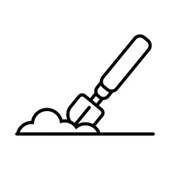 shovel gardening tool with ground line style icon