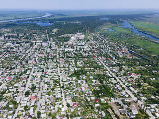 Aerial view on Vilkovo city (Ukrainian Venice, city built on water)