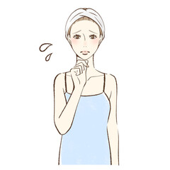 不安・疑問・悩みを感じる正面向きの女性