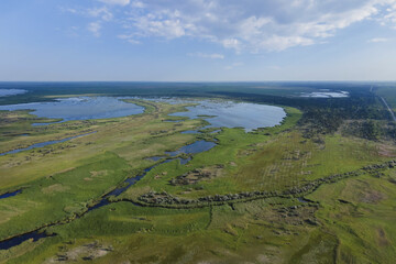 Aerial view on the Danube Biosphere Reserve in Danuble delta