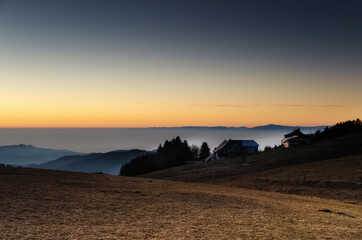 Fototapeta na wymiar sunset in the mountains of Germany near Freiburg