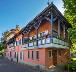Fototapeta premium Mühlturm in Isny, Allgäu, Baden-Württemberg, Deutschland