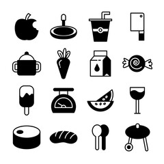 food and kitchen appliance icons set