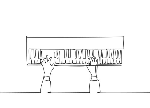 piano playing hands, single line drawing clip art preview