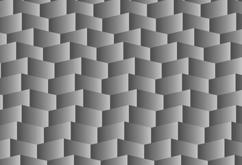 Seamless 3d pattern of stacked cubes.  Abstract 3d geometric background. grey seamless geometric texture with shadow. Simple wavy background. Attractive trendy interior wall decoration.