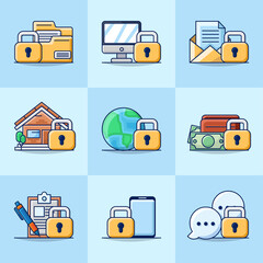 Bundle Set Illustration Vector Graphic of Locked Concept Icon