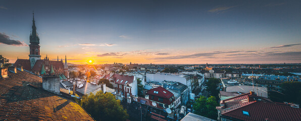 Stare Podgórze o zachodzie słońca, Kraków, Polska