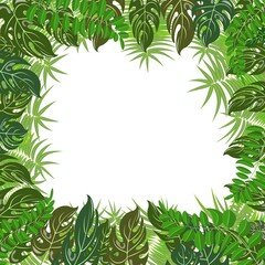 Trendy tropical leaves nature vector poster background