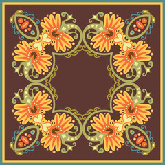 Fototapeta na wymiar Vector ethnic abstract flower illustration
