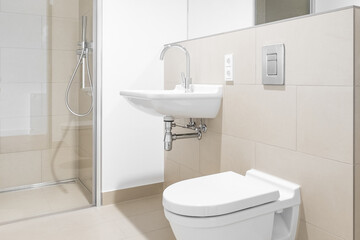 modern bathroom in new apartment flat