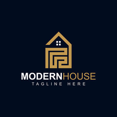 House logo design template with elegant shape element graphic. Modern home and real estate concept. Vector icon illustration can use for brand business company, property agency, developer construction