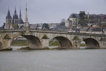 Obraz premium the old town of Blois, France by the Loire river