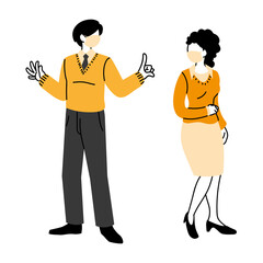 Business man and woman wearing medical face mask in the office