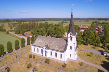 Aerial view of the Swedish Hassle church building.