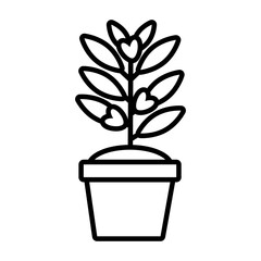 growth plant in ceramic pot line style icon