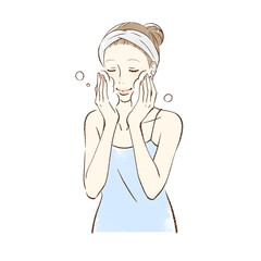 顔を洗う＿洗顔する女性