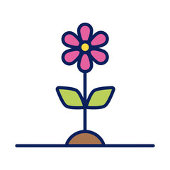 flower growth plant line and fill style icon