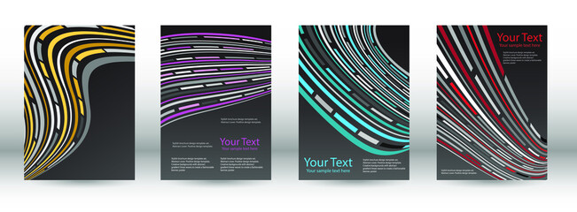 Set of abstract covers. Design template. Creative backgrounds with abstract linear waves to create a fashionable banner, poster.