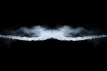 White powder explosion on black background. Colored cloud. Colorful dust explode. Paint Holi.