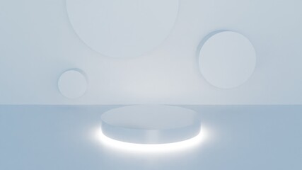 3d rendering podium minimal white wall scene