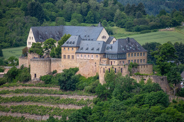 Fototapeta na wymiar View from Rheingrafenstein at castle Ebernburg