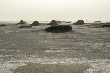 Rock formations in the erg du djourab landscape, Chad