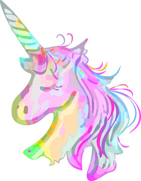 Vector illustration of colorful unicorn isolated on a white background