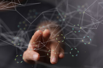 connection binary code interface digital touch