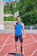 Fototapeta premium Portrait of adaptive sportsman outdoor