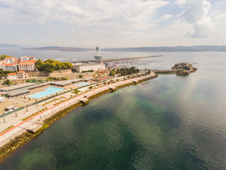 La Coruna. Aerial view in harbor Area . Galicia,Spain. Drone Photo