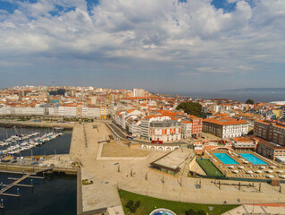 La Coruna. Aerial view in harbor Area . Galicia,Spain. Drone Photo