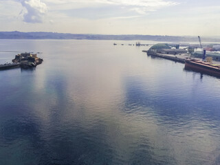 Obraz premium La Coruna. Aerial view in harbor Area . Galicia,Spain. Drone Photo