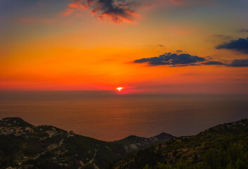 Sunset in Lefkada island of Greece.