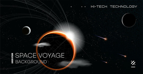 Vector illustration of space, planets and galaxy for poster, banner or background. © Andrey KENO