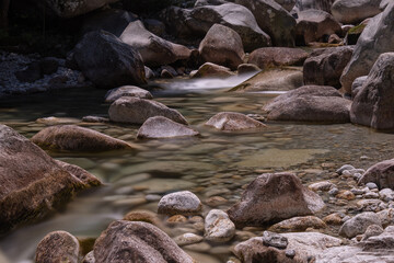 The Restonica Valley, popular tourist destination in the heart of Corsica, France