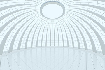 Round hall architecture background, 3d rendering.