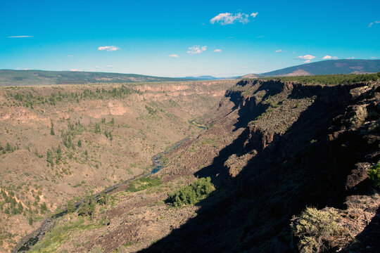 Expansive view of the Rio Grande looking north at Rio Grande del Norte National Monument in New Mexico