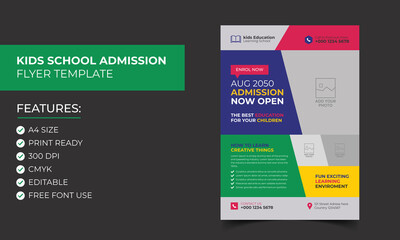 Junior Admission for Kids School Education Flyer Template Design. Poster Design