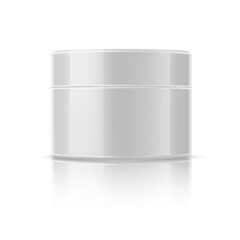 Vector realistic cosmetics jar white mockup bottle