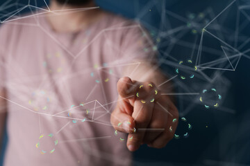 connection binary code interface digital touch