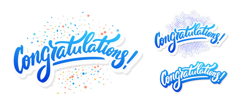 Congratulations. Greeting banners set. Vector lettering.