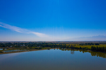 Scenic view of lake, Almaty, Kazakhstan