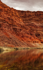 Cloudy day at the river bank near Lees Ferry landing, Page, AZ, USA