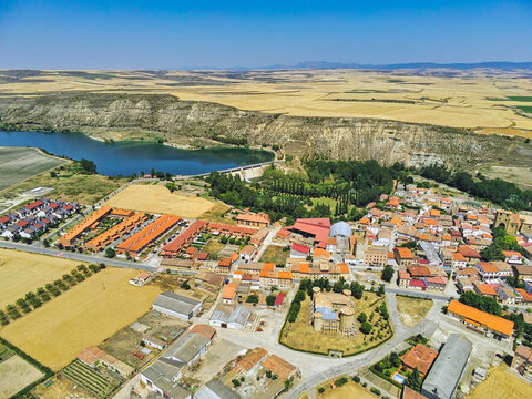 Aerial view in village of La Rioja near of Logrono,Spain. Drone Photo