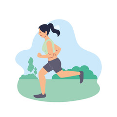 Woman running at park vector design