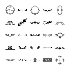 bundle of decorative elements silhouettes