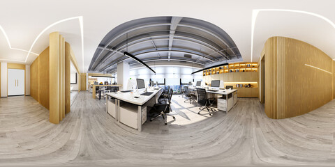 3d render 360 degrees open working office