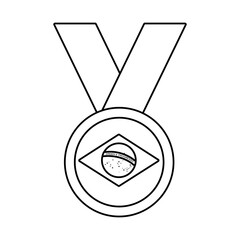 brazil flag in medal winner line style icon