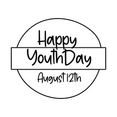 happy youth day lettering in circular frame line style